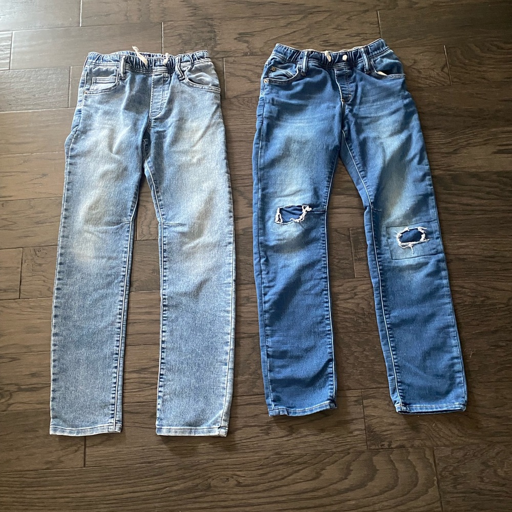 GAP Kids Pull On JEANS denim Stretch slim blue wash boys XXL 14 EUC Lot of 2